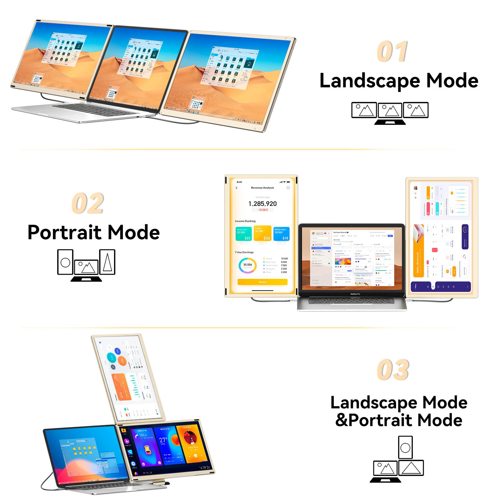 VISIONO S6 Triple Portable Monitor — 15.6" FHD