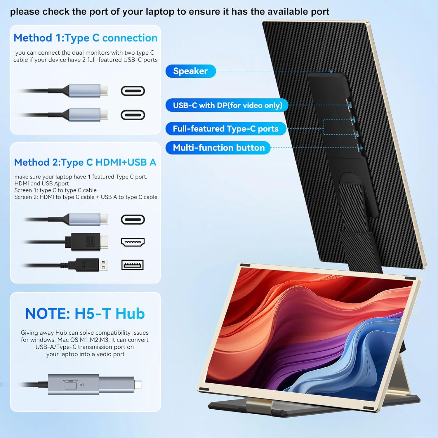 VISIONO S6 Triple Portable Monitor — 15.6" FHD